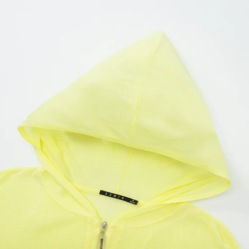 Женский свободный кардиган SEMIR вязаный эластичный свободного покроя с капюшоном