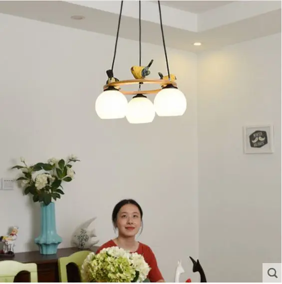 Скандинавская люстра из твердого дерева для ресторана простая круглая