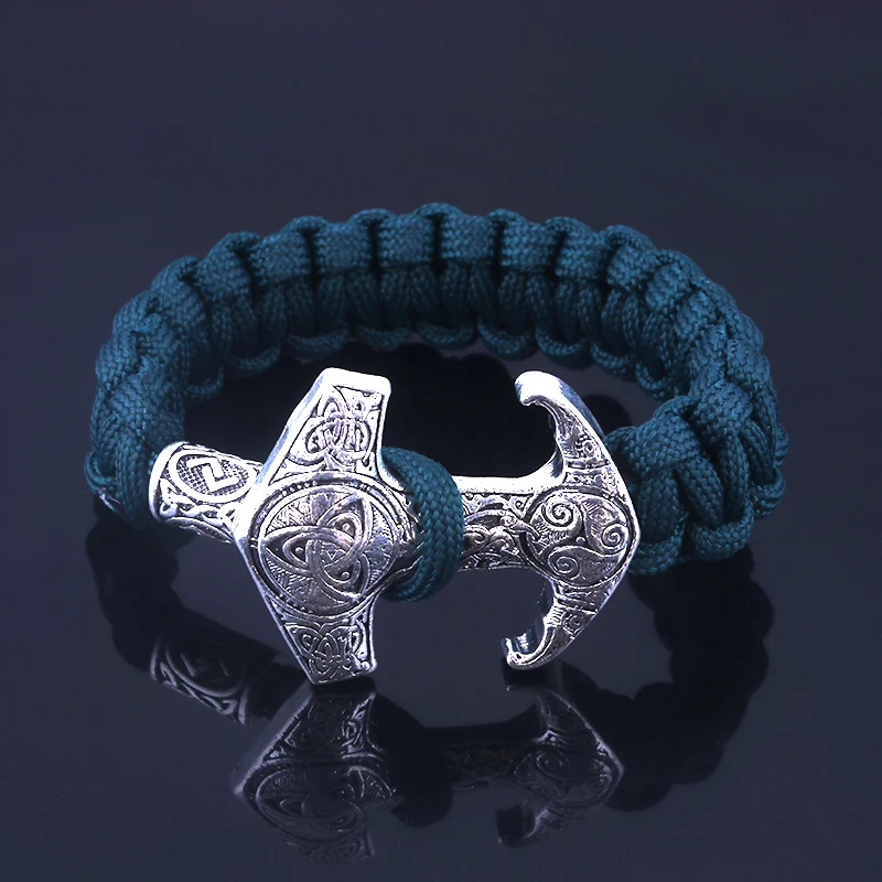 

Norse Viking Rune Bracelet Asatru Pagan Scandinavian Thor Hammer Valknut Rune Rope Bangles Bracelets for Men Jewelry Gift
