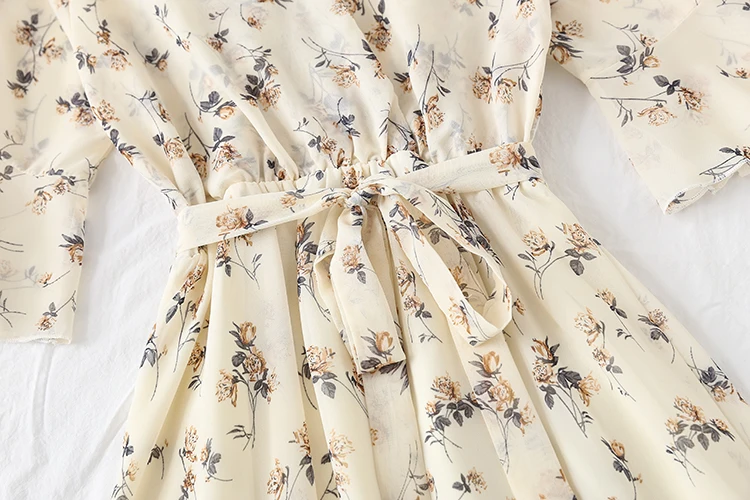 

Summer Women Dresses Beach Short Sleeve Chiffon Tunic Retro Office Party Long Dresses Sweet Floral Print Boho Dress Vestidos