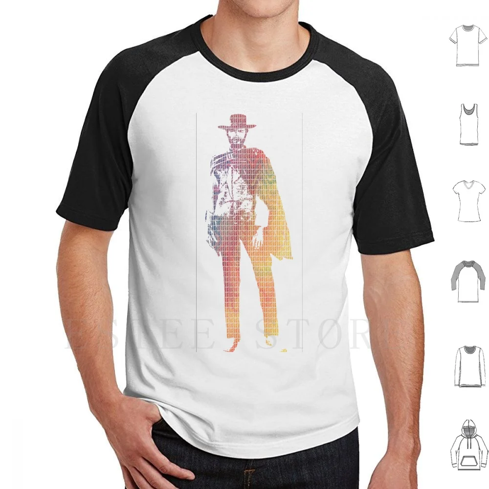 Technicolor Eastwood T Shirt DIY Big Size 100% Cotton Clint Eastwood The Good The Bad The Ugly Poncho Cowboy Clint Eastwood