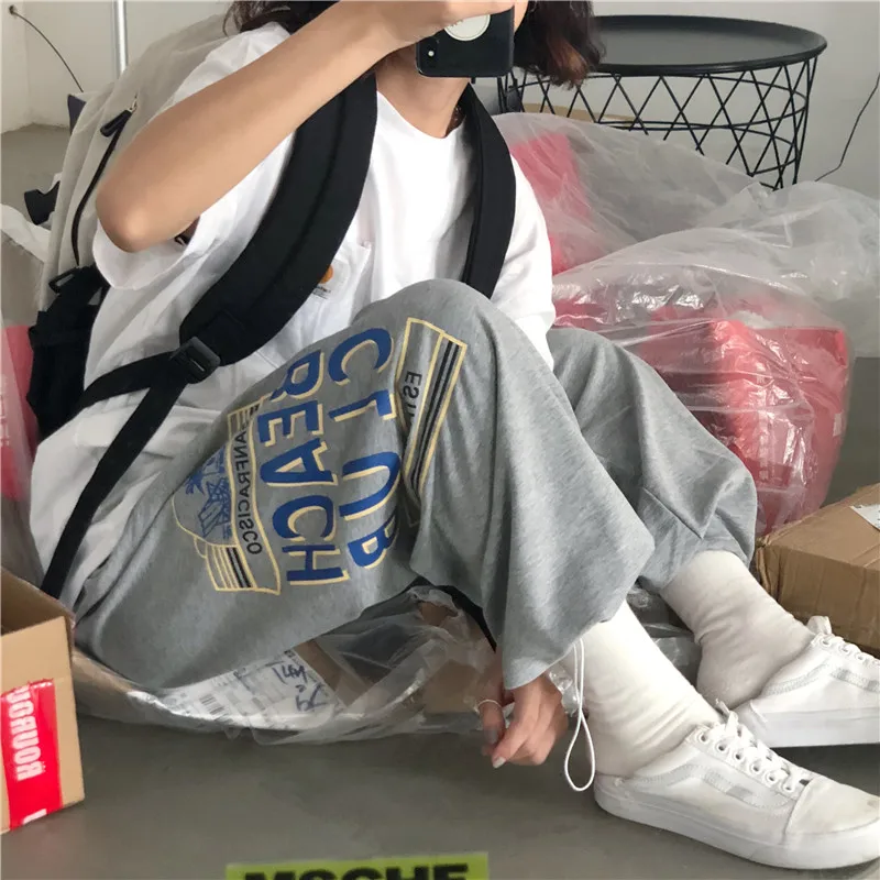 Женские свободные штаны ZSIIBO с высокими карманами широкие уличная одежда принтом