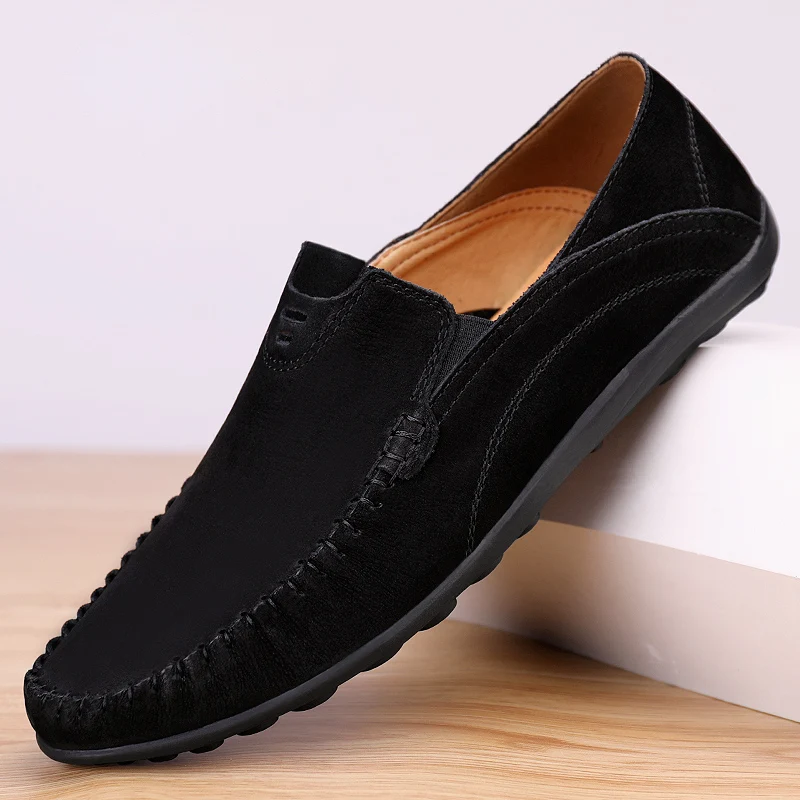 Men Fashion loafers Genuine Leather Casual Soft Comfortable Breathable Flats Shoes Men handmade Moccasins Driving Shoes