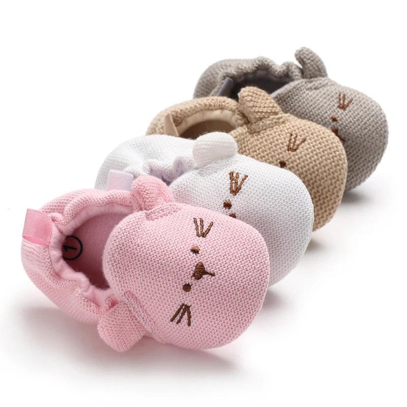 

VALEN SINA New Adorable Infant Slippers Toddler Baby Boy Girl Knit Crib Shoes Cute Cartoon Anti-slip Prewalker Baby Slippers