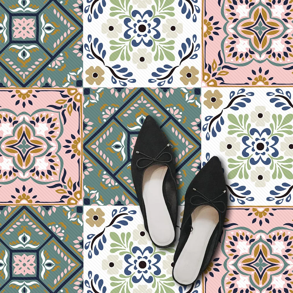 

Funlife 20x20cm Tile&Floor Sticker Waterproof Peel&Stick Turkish Multicolor Pattern Bathroom Kitchen Decor