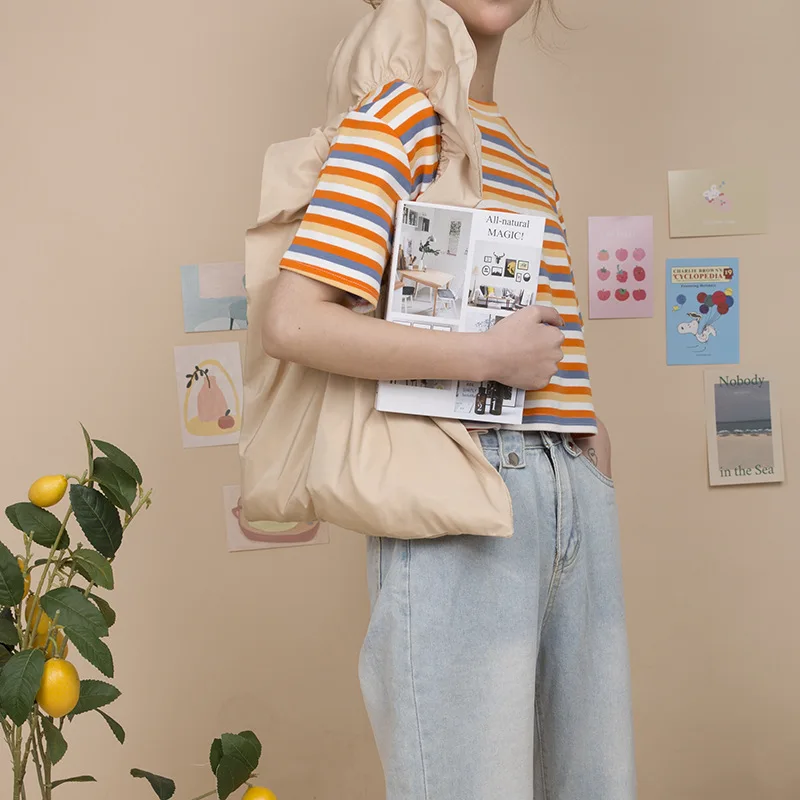 Женская сумка тоут с оборками Повседневная на плечо для покупок в Корейском