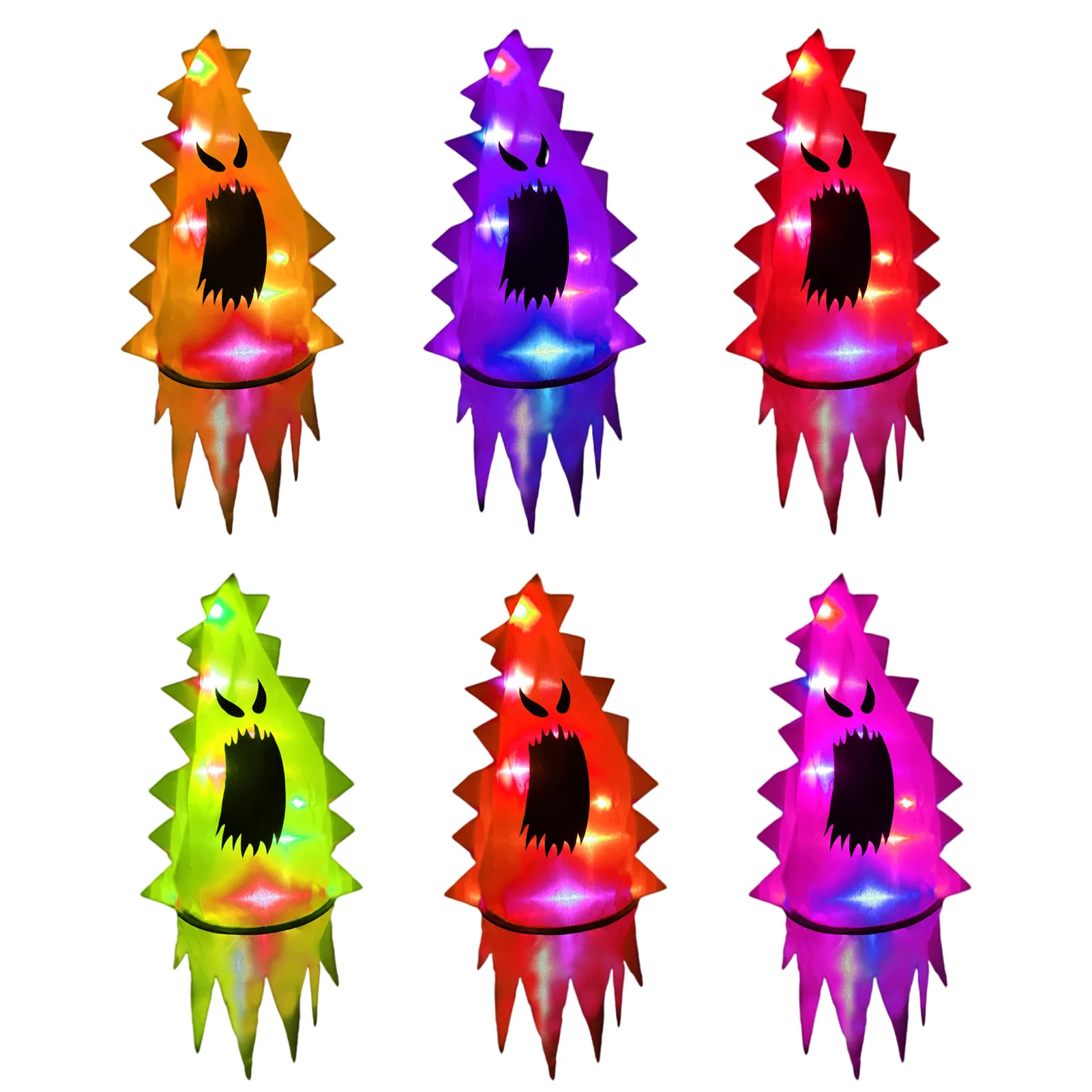 

6PCS Glowing Halloween Holiday LED Lights Hat Can Be Worn On The Head Or As A Pendant Witch Hat Garden Hotel Wedding Decoration