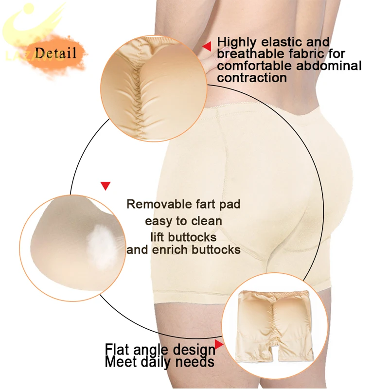 LAZAWG Mens Shaper Butt Lifter Boxer Hip Padded Wasit Tummy Control Slimming Shapewear  Shorts Underwear Body Shaper Butt Pad