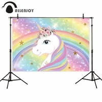 allenjoy backgrounds birthday unicorns dreamy rainbow flowers sequin stars shimmer bokeh baby backdrops photocall photophone