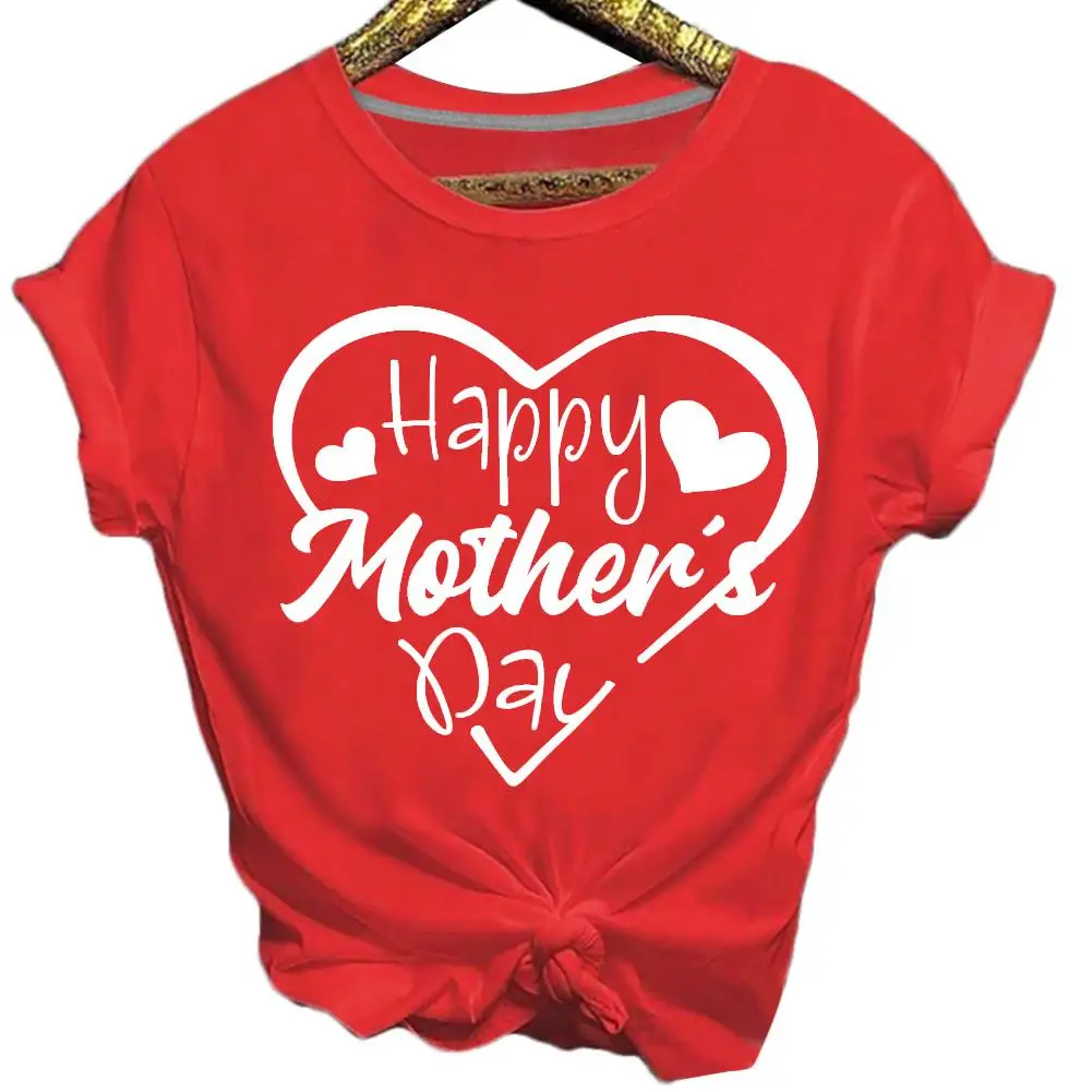 Женская летняя повседневная футболка для мамы размера плюс с коротким рукавом и