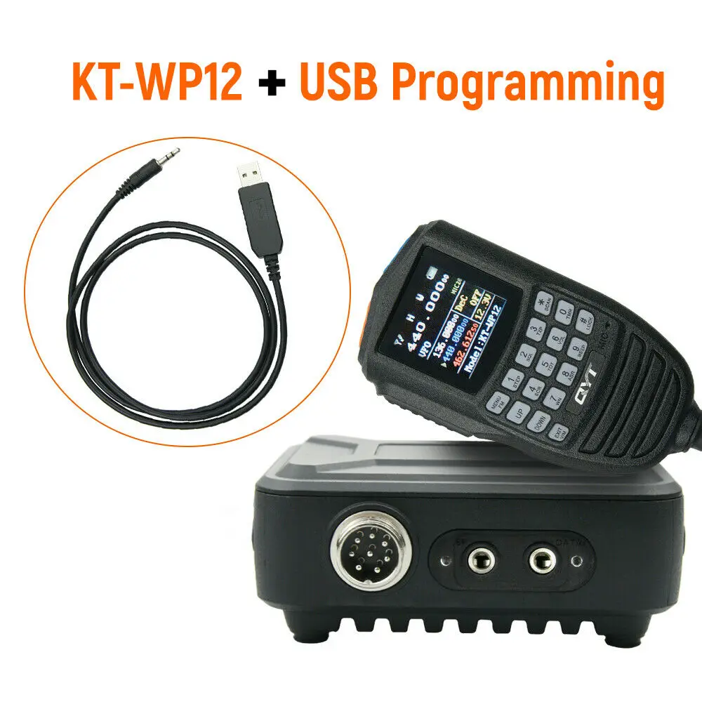 1 For QYT KT-WP12 Mini Mobile Radio 25W 200 Channels VHF UHF Dual Band Car Ham Radio