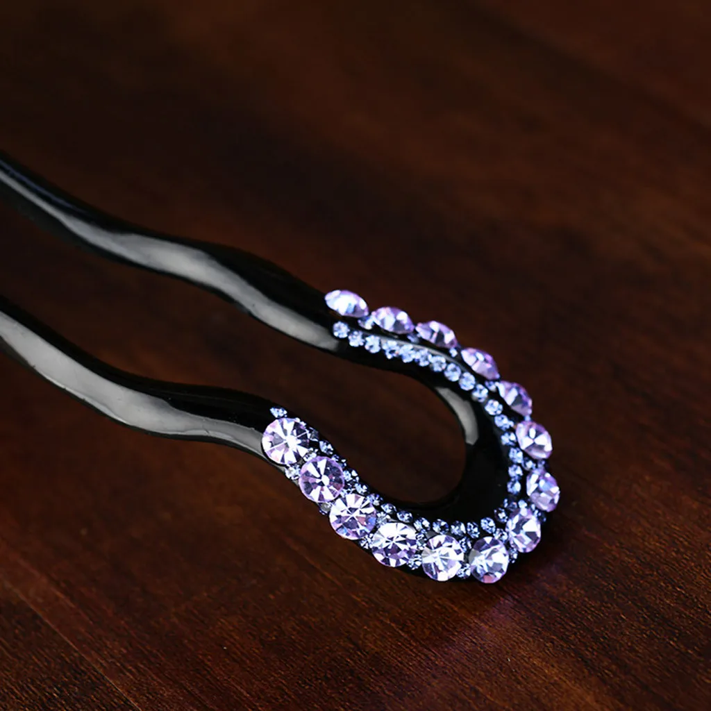 Заколка для волос U-образной формы 2020 хрустальные шпильки стразы с двумя зажимами