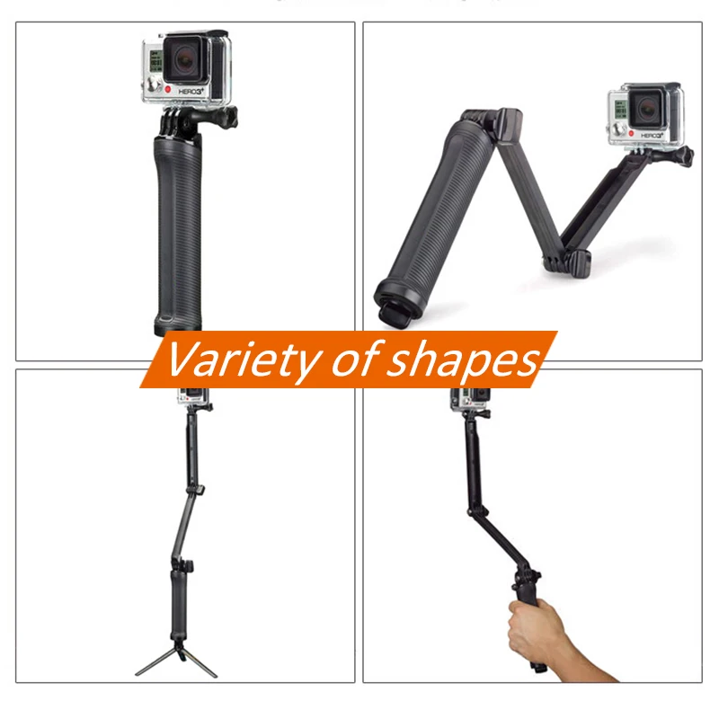 Складной трехсторонний монопод для камеры GoPro удлинитель штатив Gopro Hero 9 8 7 6 5 4 3 +