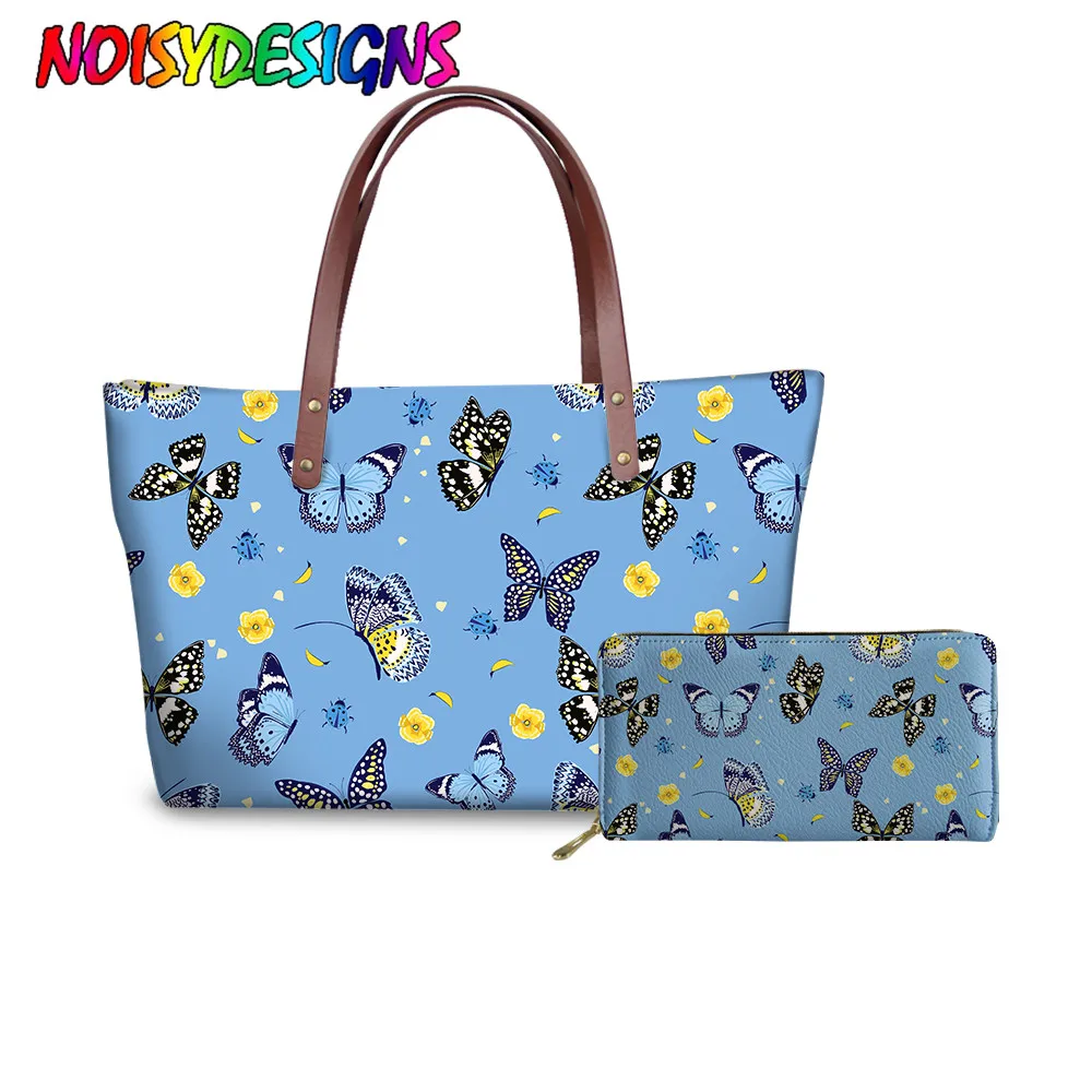 

NOISYDESIGNS Women Custom Printed Design Handbags High Quality Shoulder Bags Ladies Handbags Fashion Women Bags Butterfly Print