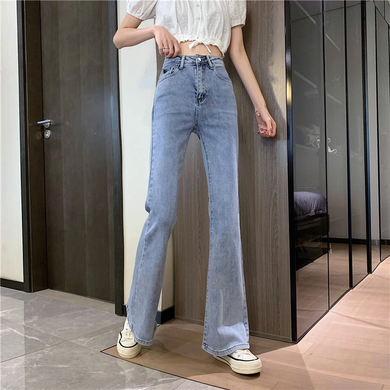 

Vintage Flare Jeans Woman High Waist Skinny Denim Trousers Slim Split Casual Mom Jeans Loose Streetwear Tight Long Pants