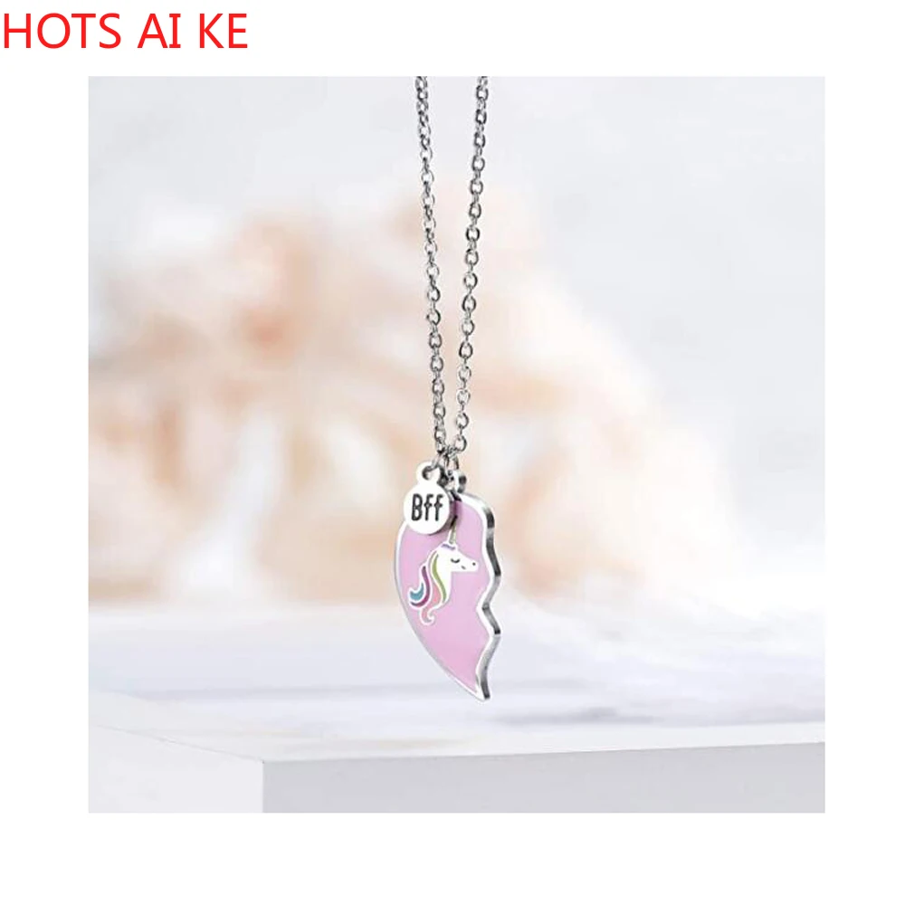 

Harong Necklace Best Friends Sister Friendship Unicorn Heart Pendant Necklace Comic Fashion Jewelry Party Necklace Women Gift