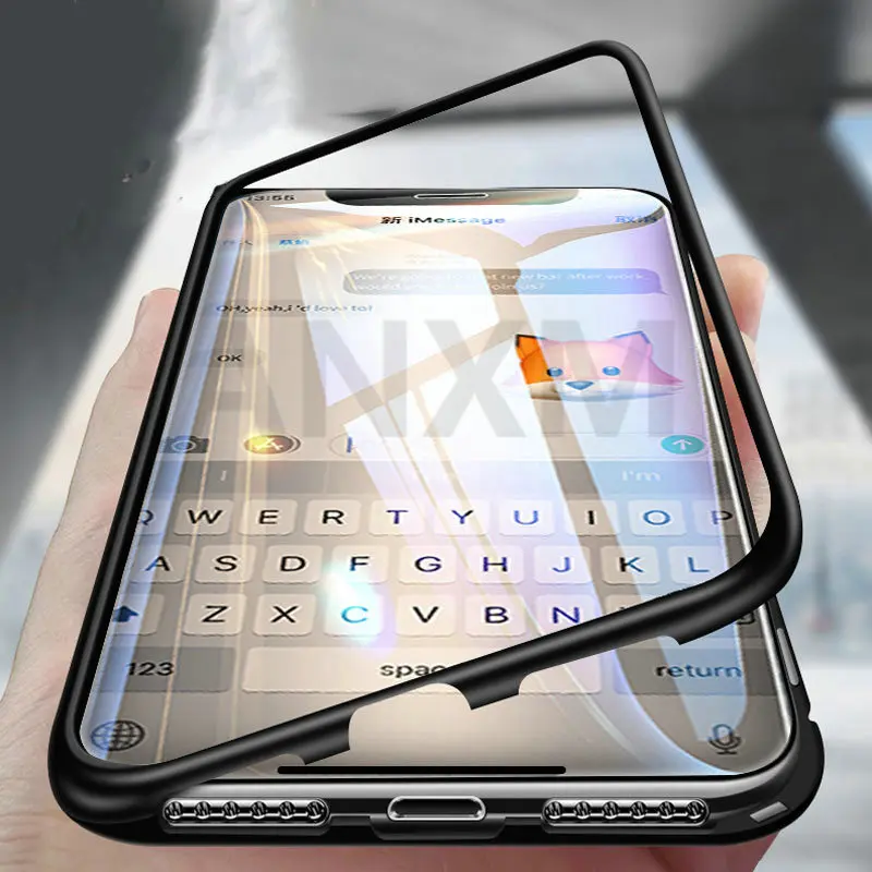 Металлический магнитный чехол для iphone X, Xr, Xs, 11 Pro, макс. закаленное стекло, задняя крышка с магнитом, чехол для iphone 6, 6 S, 7, 8 Plus, чехол