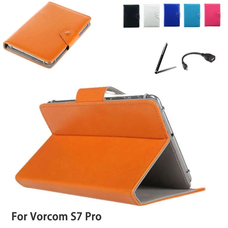 

For Vorcom S7 Pro Tablet PU Leather Book Cover Magnetic Stand Case + Stylus Pen + OTG Cable
