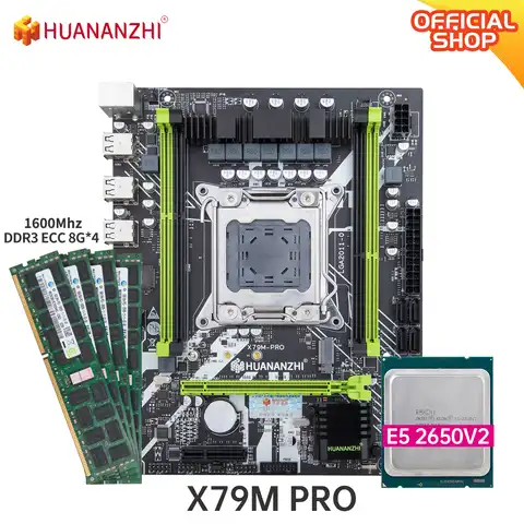 Материнская плата HUANANZHI X79 M PRO с Intel XEON E5 2650 V2 с 4*8 ГБ DDR3 RECC память комбинированный комплект NVME USB3.0 NVME USB SATA