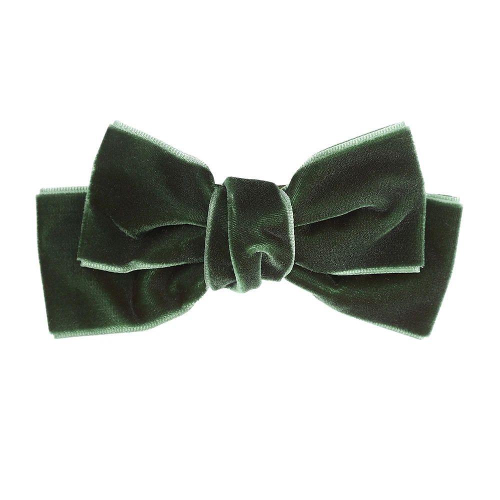 bow- dark green Haimeikang модные жемчужины, горный хрусталь для волос, зажим для женщин, Завязывающийся бант, бархатная Шпилька, головной убор, сплошной цвет, блестящие аксессуары для волос - Цвет: bow- dark green