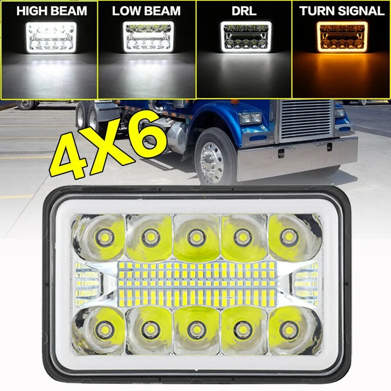 

4inch X 6inch Led Drl Light Bulb Crystal Clear Sealed Beam Head Light Lamp Headlight 6X4 Truck