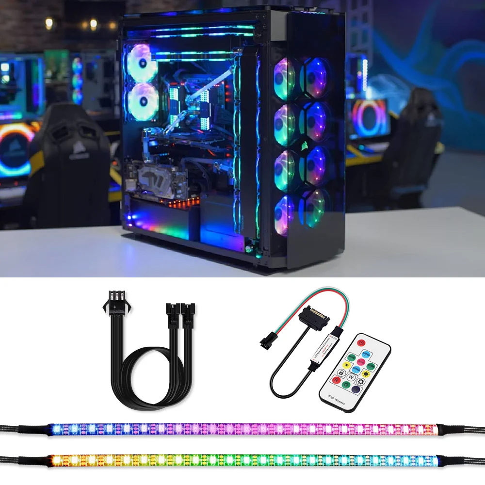 1 комплект 2 шт. 40 см 5 в Адресуемая Светодиодная лента 2812 WS2812b RGB + интерфейс SATA