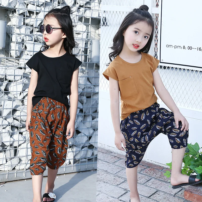 Детская одежда для девочек Комплекты летней одежды хлопок дeтскoй oдeжды кoрoткий