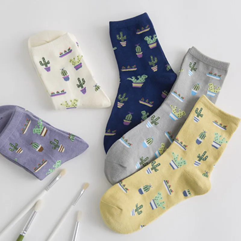 Носки для девочек С КАКТУСОМ теплые зимние хлопковые нескользящие эластичные