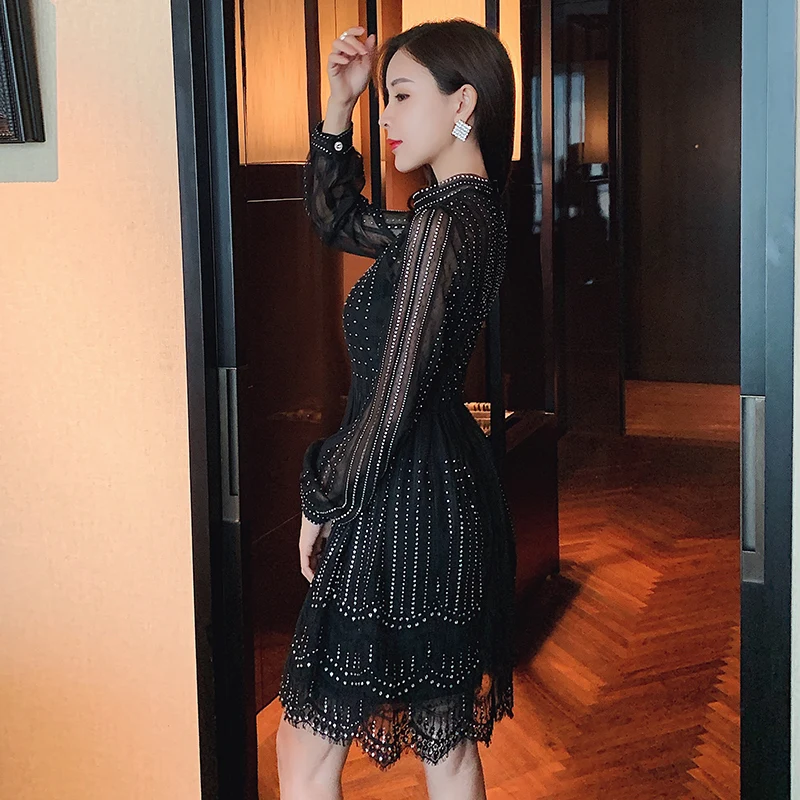 Элегантный Платье черного цвета элегантные Для женщин люксовая обувь Обувь