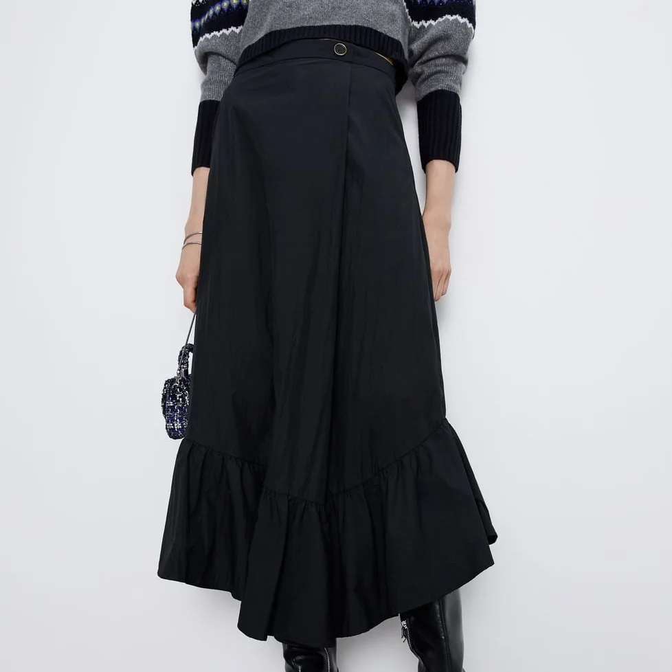 Женская длинная юбка осень 2019 Новая мода ниспадающая гофрированная Нижняя