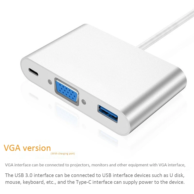 Кабель-адаптер Type-C для VGA + концентратор PD 3 в 1 док-станция Hdmi Vga ноутбука телефона |