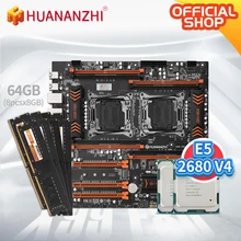 HUANANZHI X99 F8D X99 Motherboard Intel Dual  with Intel XEON E5 2680 V4*2 with 8*8GB DDR4 NON-ECC  memory combo kit NVME USB