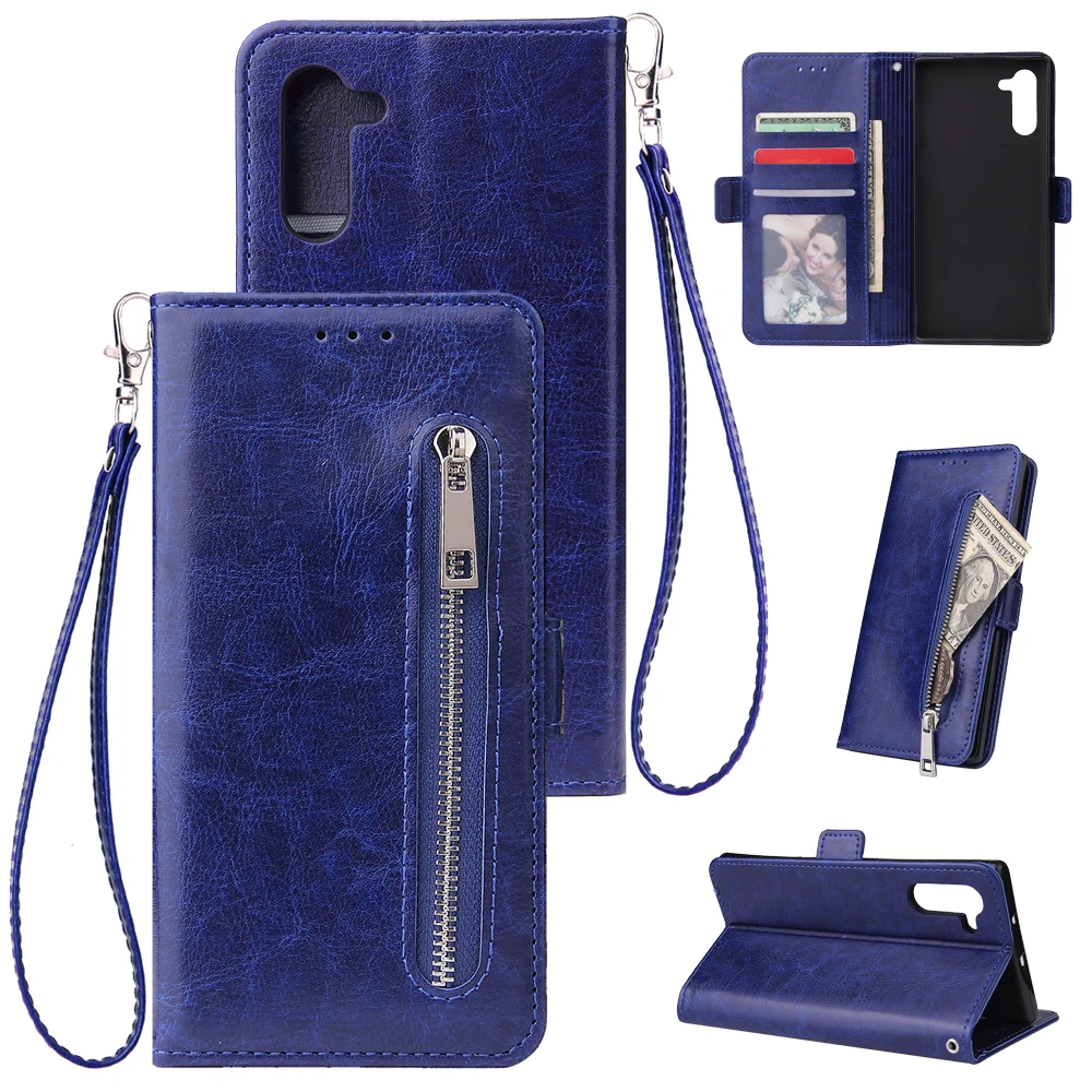 Кожаный флип чехол на молнии для samsung Galaxy Note 10 Plus Pro 8 9 S10 футляр Coque|Чехлы-портмоне| |