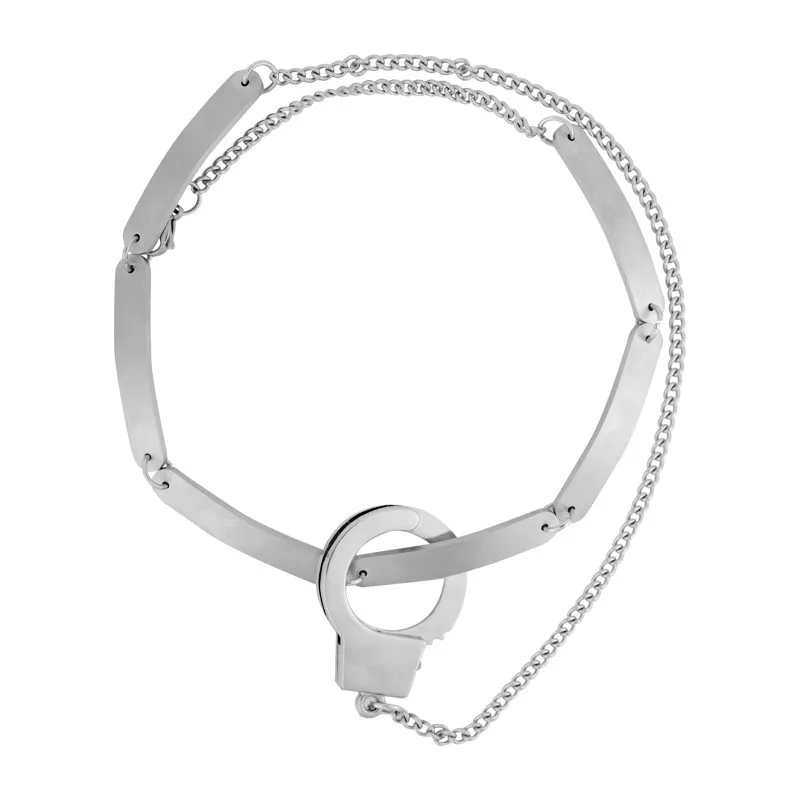 

Hip-hop Stainless Steel Choker Necklace Handcuffs Necklace Frosty Clavicle Necklace for Women Girls