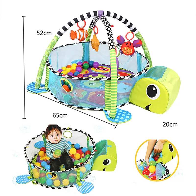 IMBABY Baby Game Mat Multi-Function Cartoon Marine Ball Three-In-One With Ball Fitness Rack Crawling Pad baby gym Newborn Toy