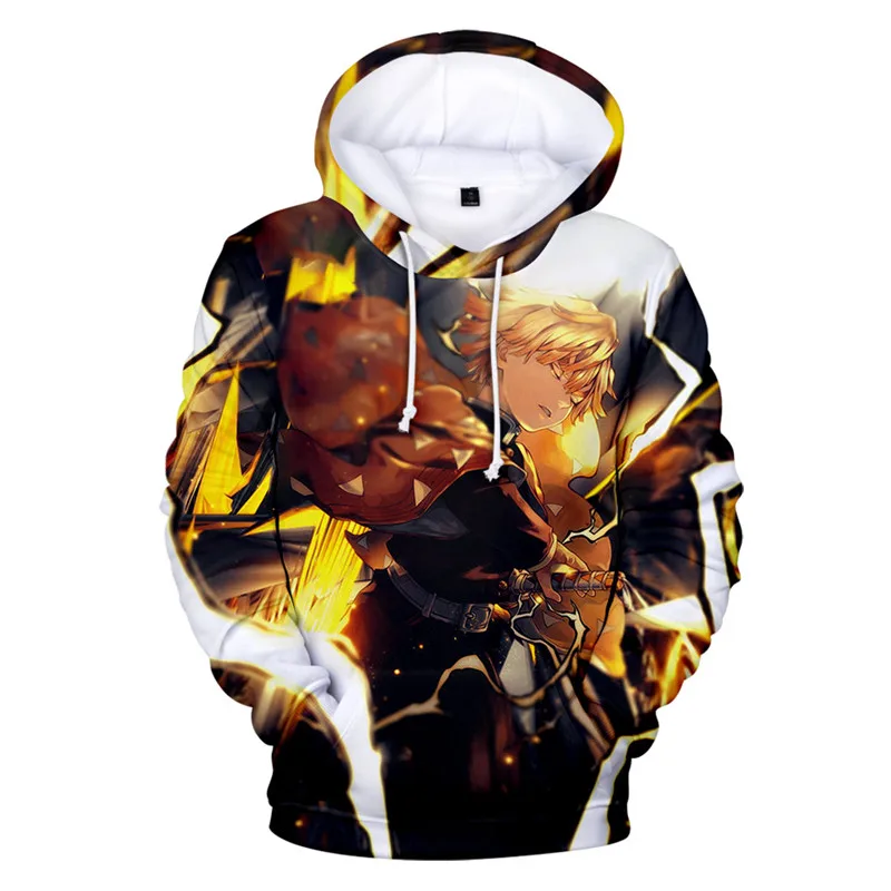 

Cosplay Kimetsu no Yaiba Agatsuma Zenitsu 3D Hoodie Loose Style Sweatshirt Role Playing Demon Slayer Satoman Tanjiro Hoodie