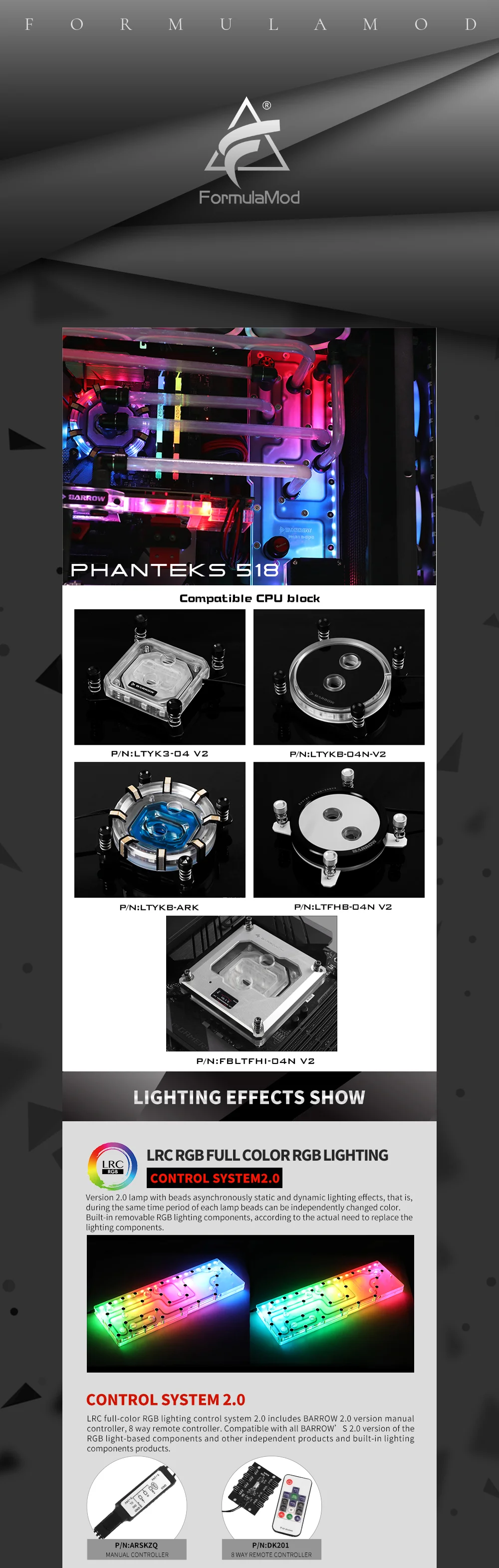 Курган PH518-SDB, водные платы для Phanteks 518 чехол, для Intel cpu водоблок и один/двойной GPU корпус
