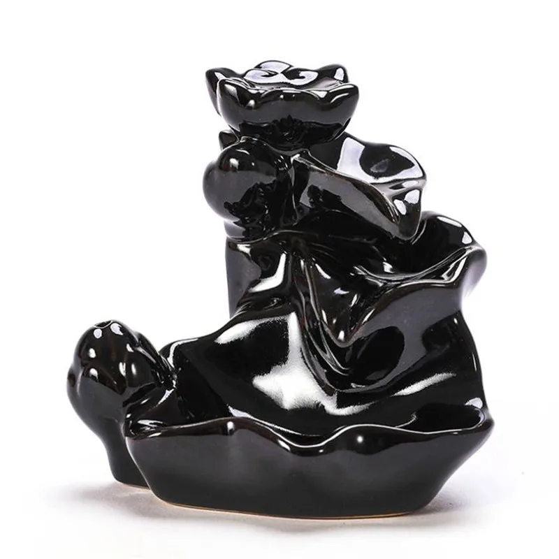 Маленькая черная курильница с обратным потоком керамическая держатель для