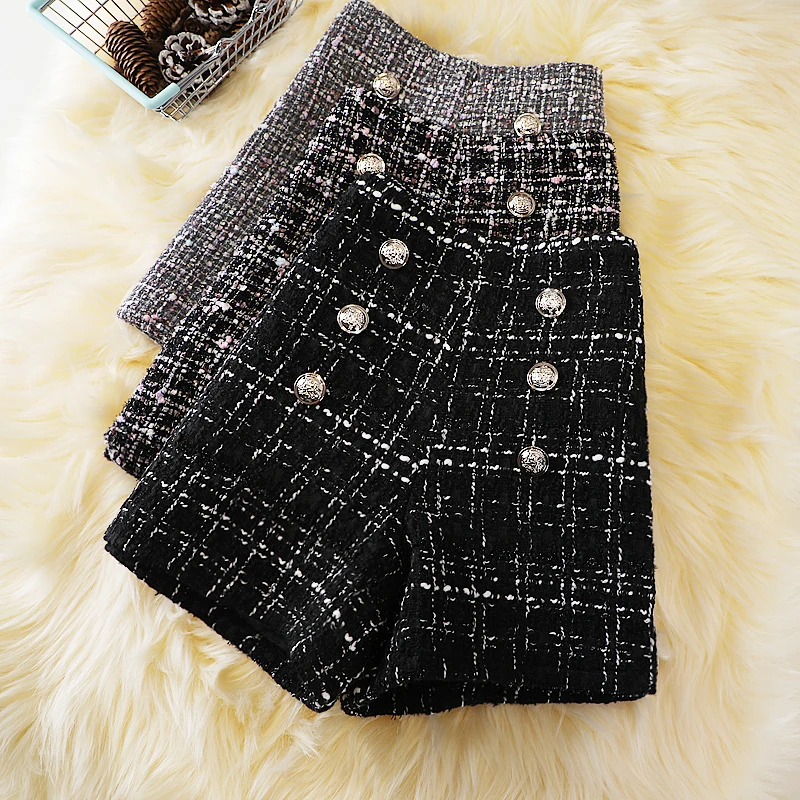 

Autumn And Winter New Woolen Boots Pants High Waist Small Incense Style Wide-leg Shorts Were Thin Student Woolen Casual Pants