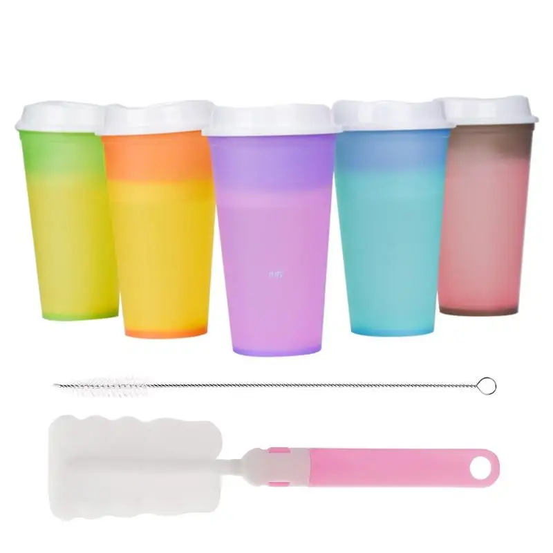 

5 Pieces Colored Reusable Cups for Childen Adult Coffee Cup Travel Water Tumbler