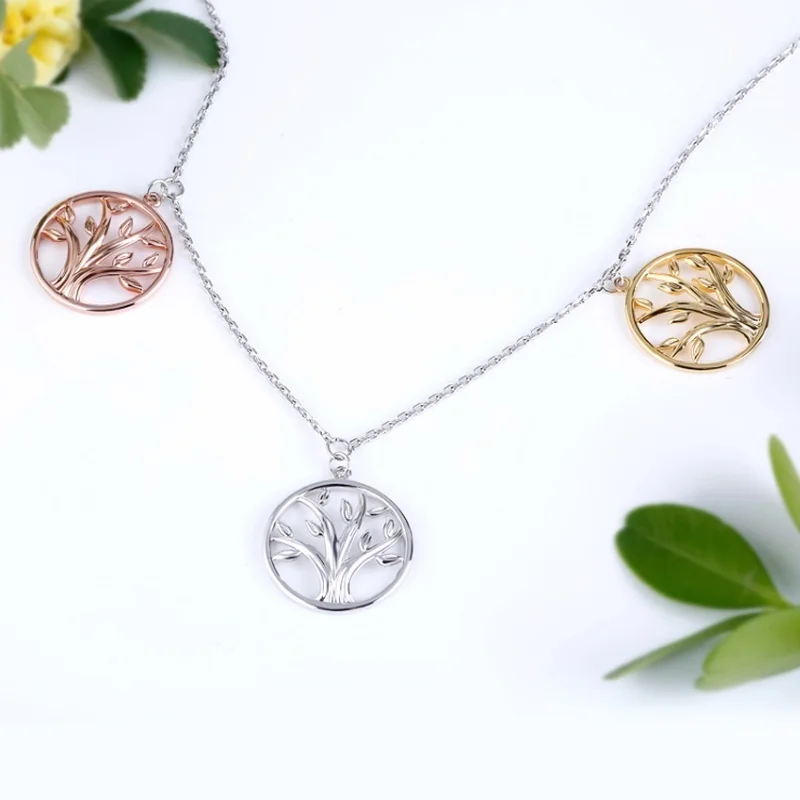 

New popular luxury creative tree of life round pendant necklace women wild fashion romantic banquet charm jewelry gift