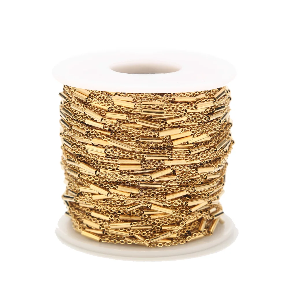 Tube 1.5mm Chain 2 метра 1 мм ширина нержавеющей стали тусклый Серебряный бисерный кабель цепь шаровая паянная звено цепь Ювелирная фурнитура для чокер ножной браслет - Цвет: Tube 1.5mm Chain