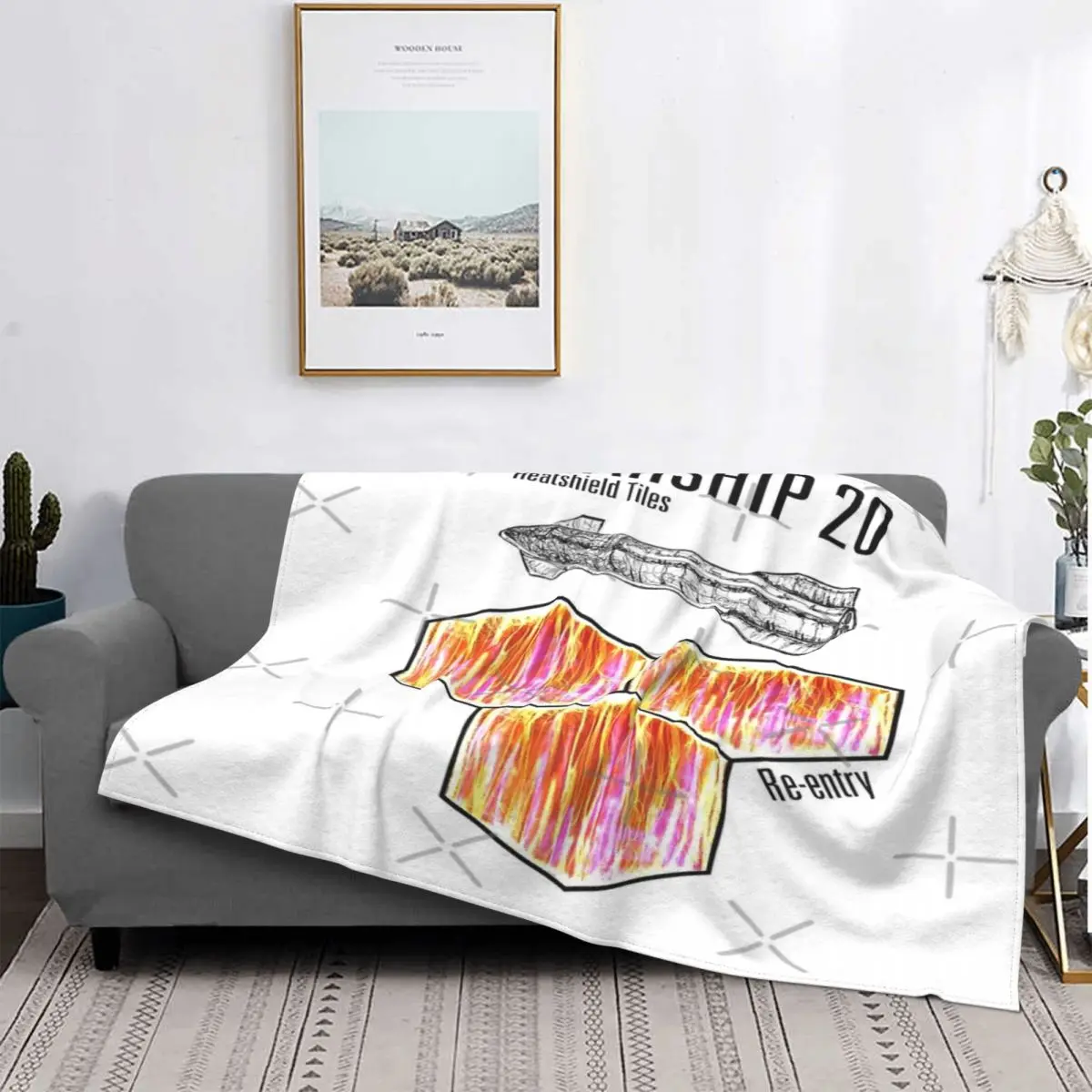 

Manta blanca de reentrada de escudo térmico de Starship 20, para cama colcha, edredones a cuadros, manta polar de felpa de Anime