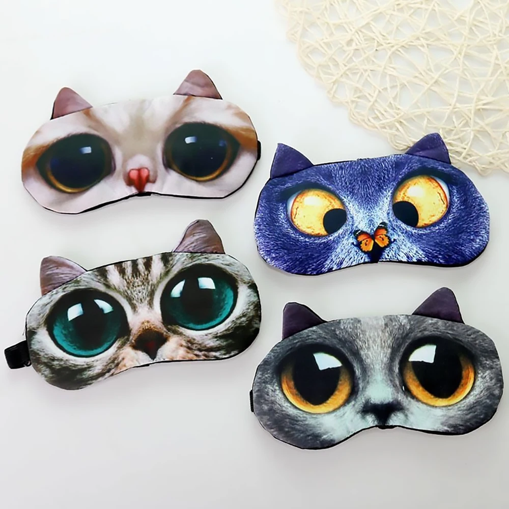 3D Sleep Mask Cute Cat Dog Sleeping Eye Cover Night Bandage Sort Blindfold Dream For Men Women Travel Relaxed Eyepatches Nap