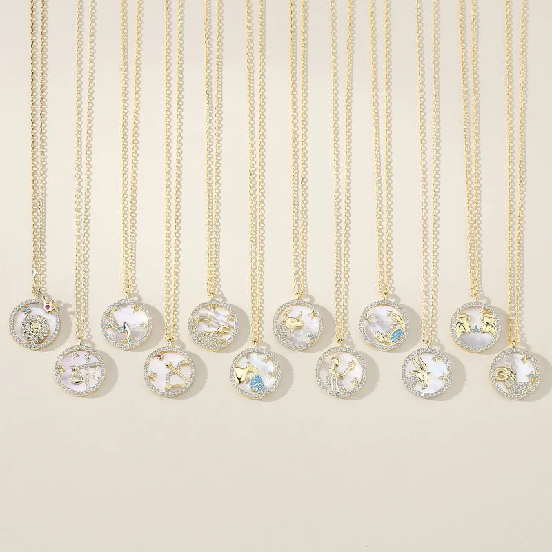 

925 Sterling Silver Zodiac Necklace Gold-plated Necklace Women's Party Wedding Engagement Jewelry Gift Wholesale
