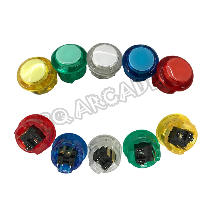 50 шт./лот Аркады кнопки оснастки 24 мм прозрачный переключатель светодиодное