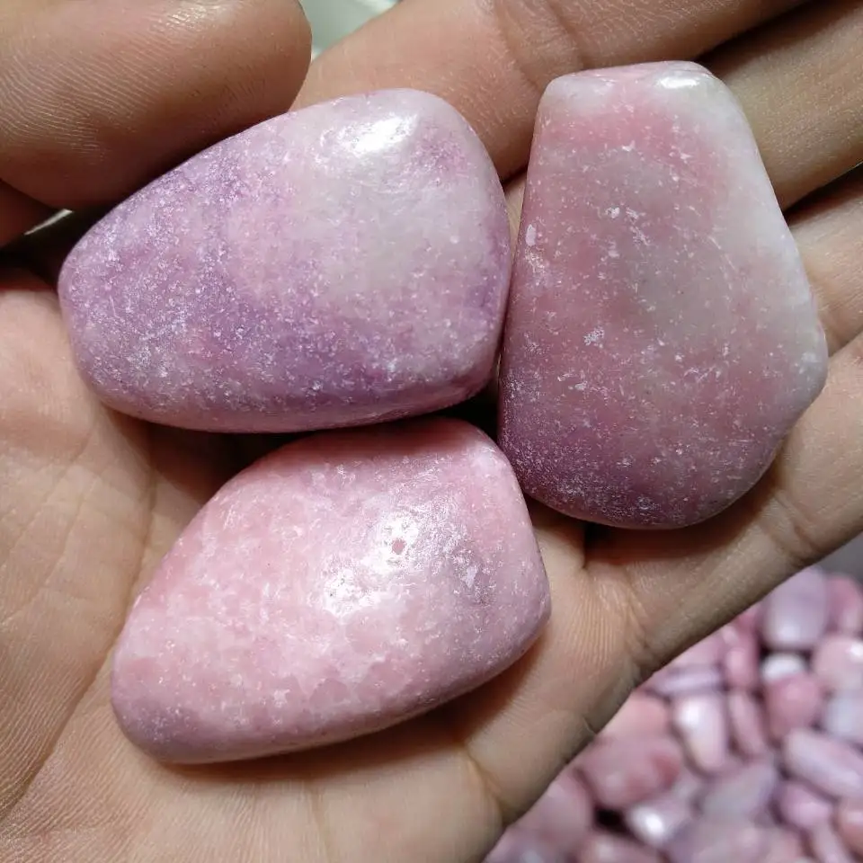 

3pcs Pink bustamite Reiki Healing Power Tumbled Pebbles Stone