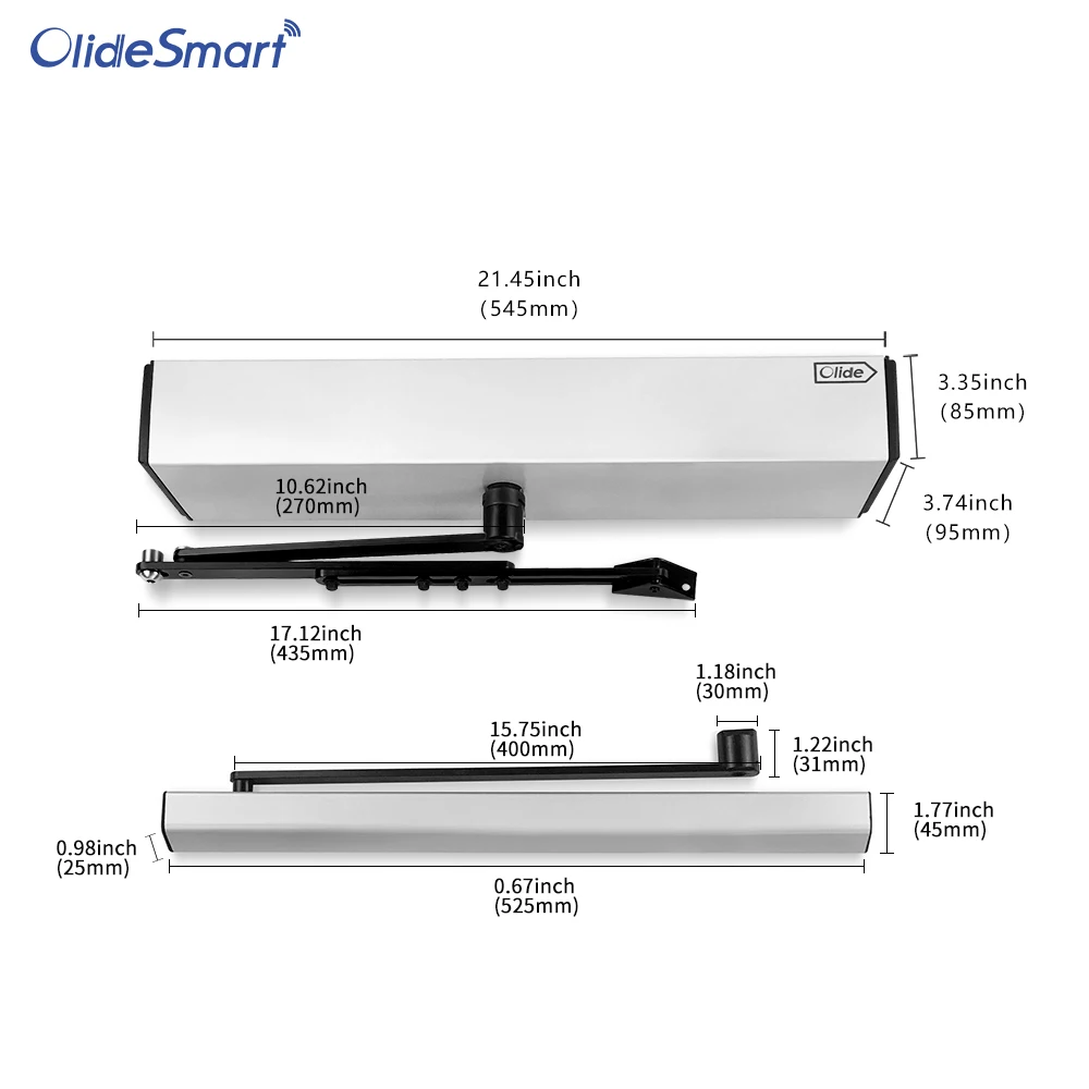 Olide Handicap Door Operator with Slim Wireless  Stainless Steel Push Plate Swithes