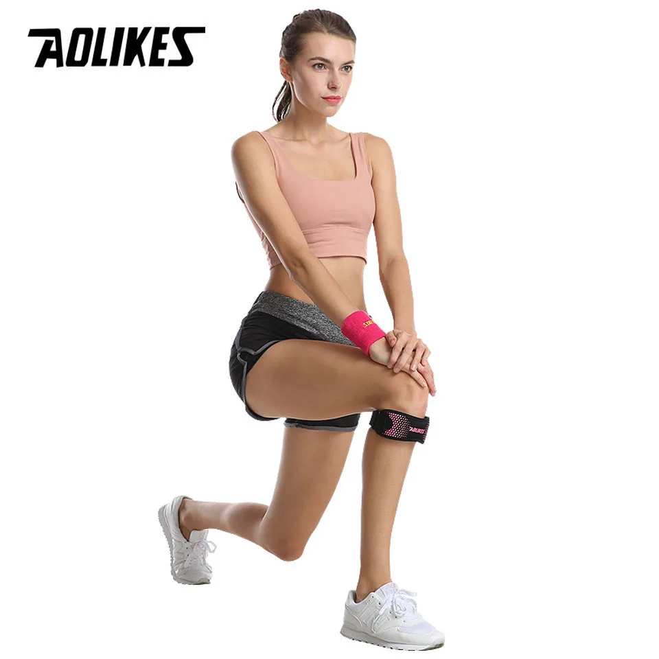 AOLIKES; регулируемый наколенник защитный ремень защита опорная Подушка с поясом спортивный наколенник черный Keen колодки открытый