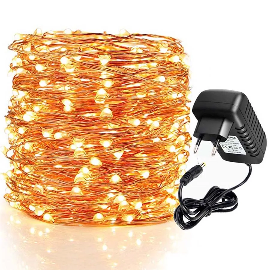 

10M 20M 30M 50M 100M Christmas LED String Lights Plug in Copper Fairy Lights Wedding Garland Lights for Bedroom Patio Garden